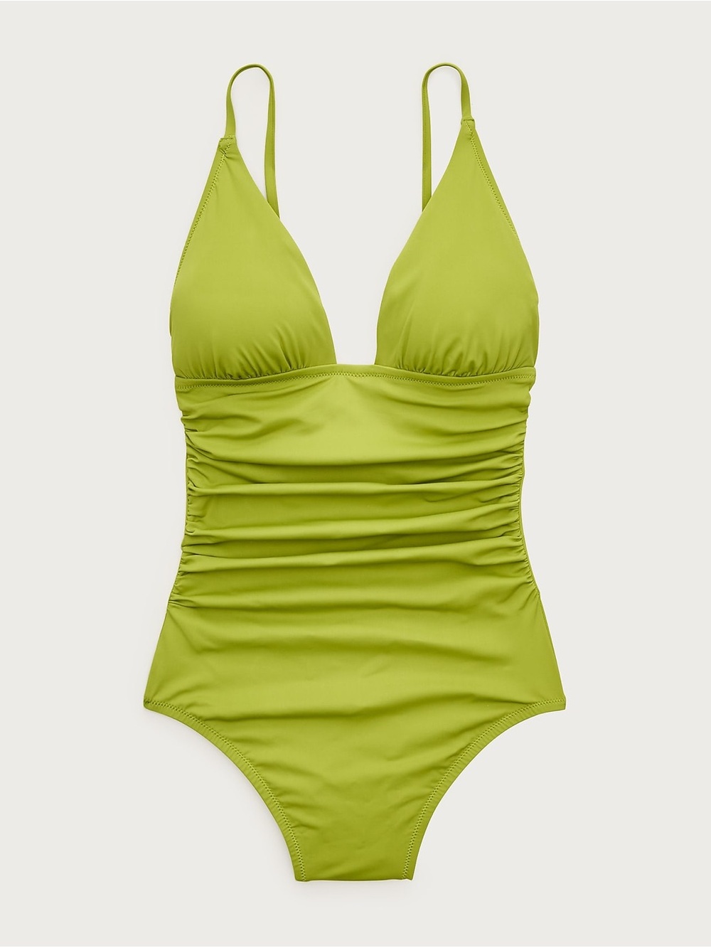 J.Crew Ruched V-Neck One-Piece Swimsuit Vibrant Fern Green NWT Size 2